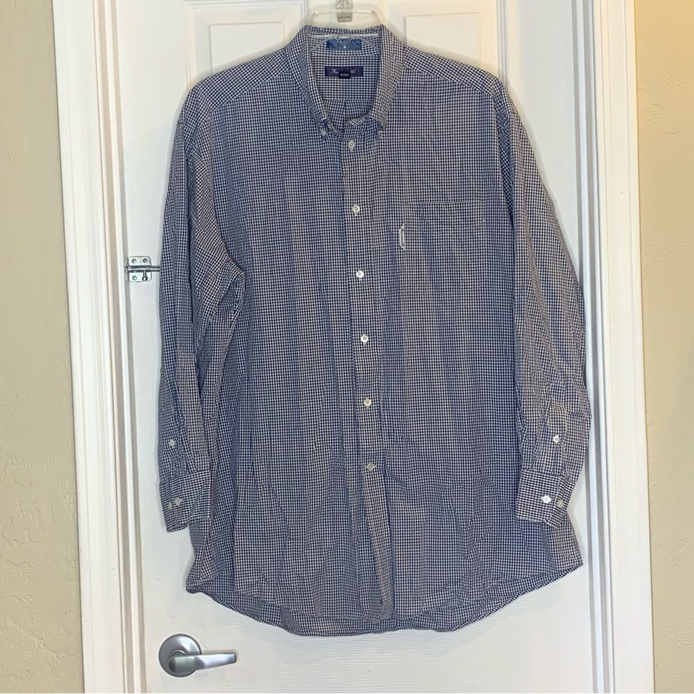 Facconable Blue Gingham Button Down Shirt Size 18… - image 7